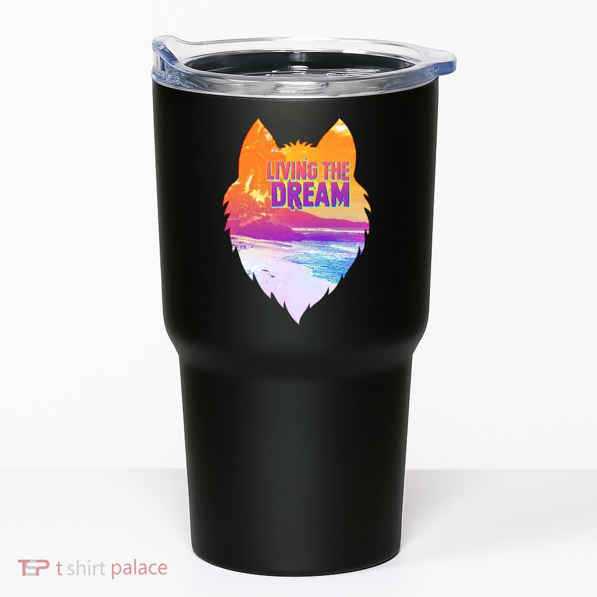 Living The Dream Californian Beach Wolf Head Tumbler