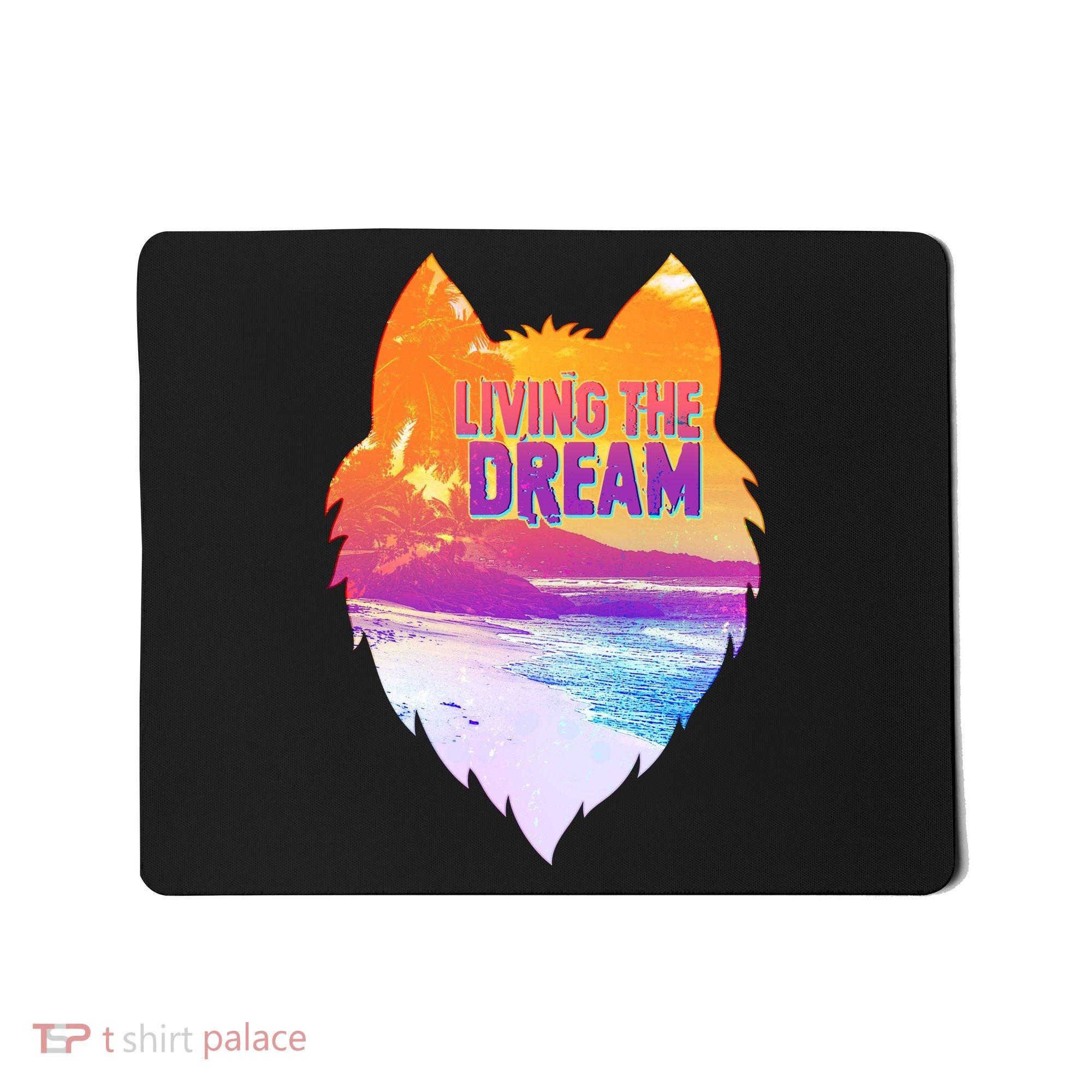 Living The Dream Californian Beach Wolf Head Mousepad