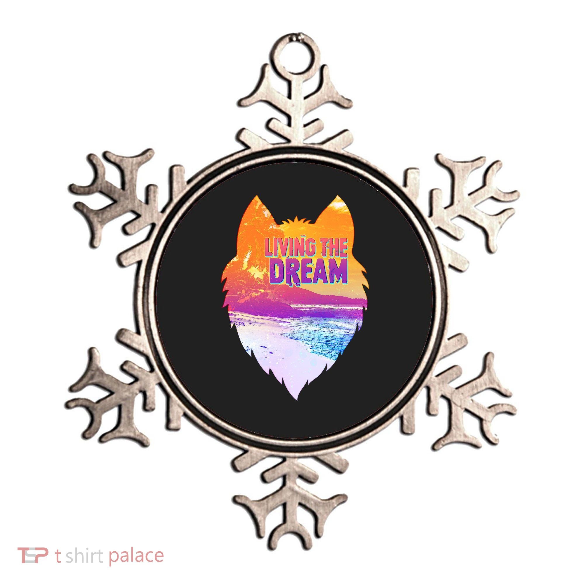 Living The Dream Californian Beach Wolf Head Ornament