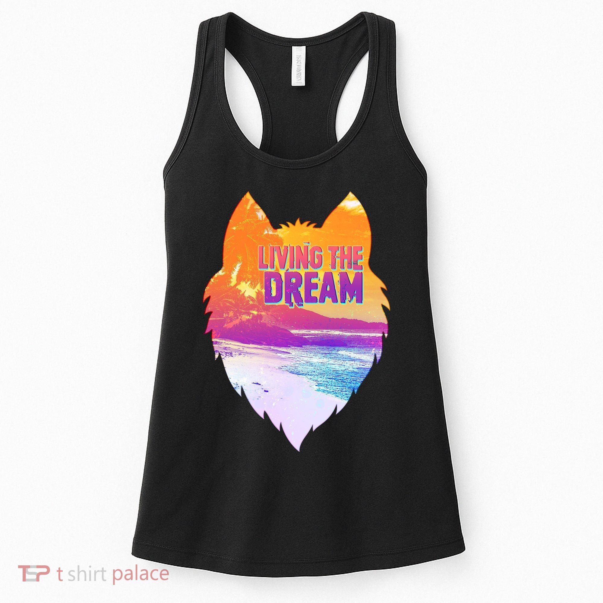 Living The Dream Californian Beach Wolf Head Women's Tank Top