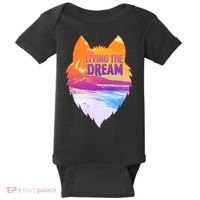 Living The Dream Californian Beach Wolf Head Baby Bodysuit thumb 0