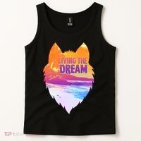 Living The Dream Californian Beach Wolf Head Tank Top thumb 2