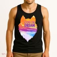 Living The Dream Californian Beach Wolf Head Tank Top thumb 3