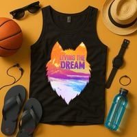Living The Dream Californian Beach Wolf Head Tank Top thumb 4