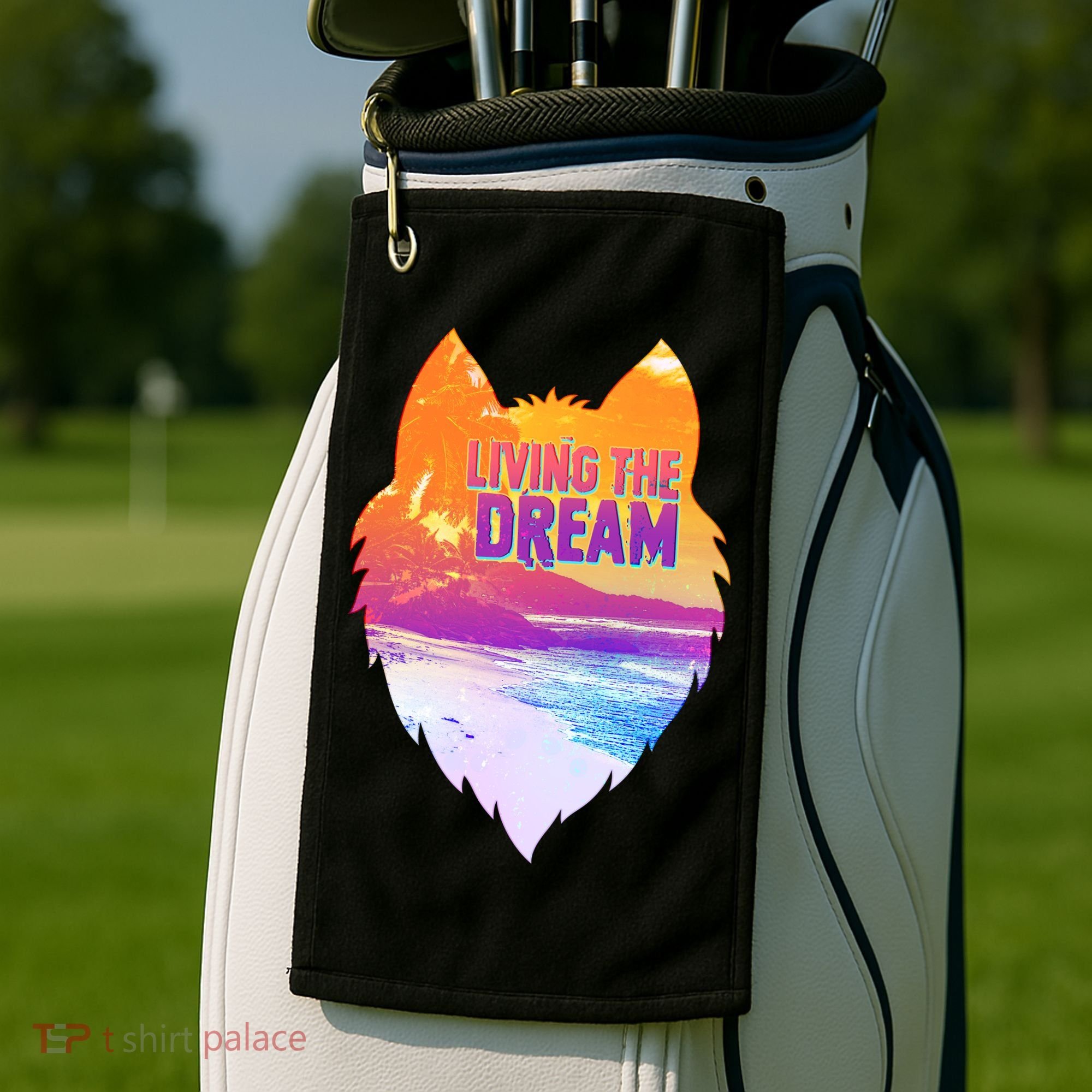 Living The Dream Californian Beach Wolf Head Golf Towel