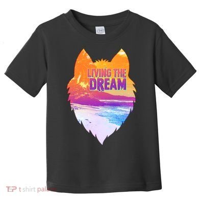 Living The Dream Californian Beach Wolf Head Toddler T-Shirt