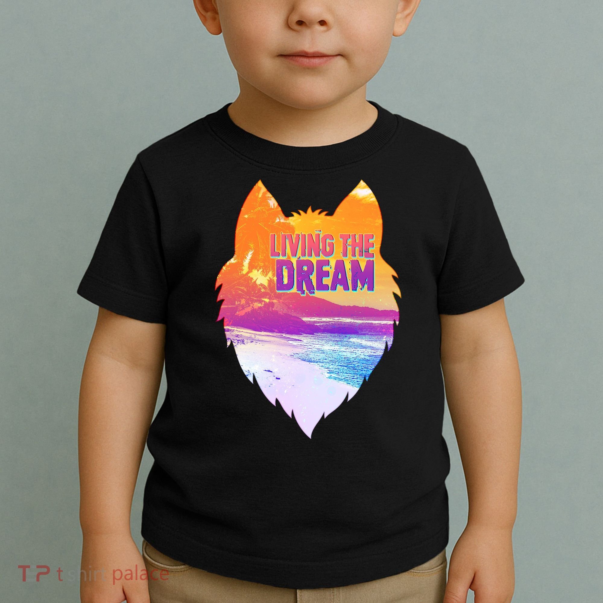 Living The Dream Californian Beach Wolf Head Toddler T-Shirt