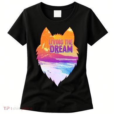 Living The Dream Californian Beach Wolf Head Women's T-Shirt