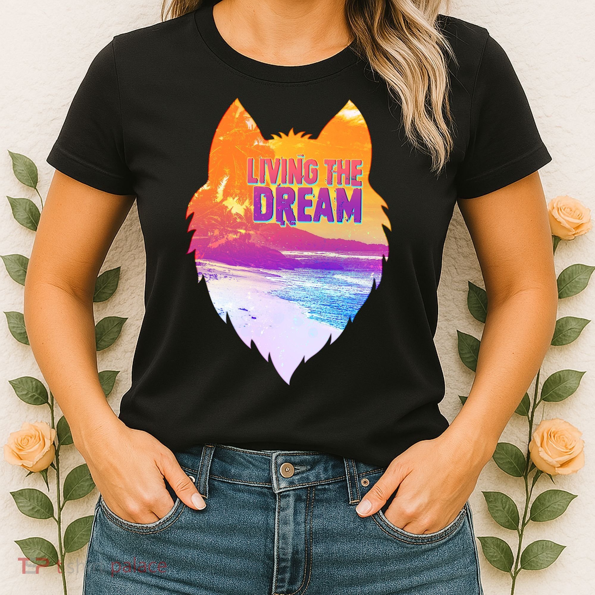 Living The Dream Californian Beach Wolf Head Women's T-Shirt