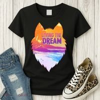 Living The Dream Californian Beach Wolf Head Women's T-Shirt thumb 3