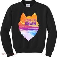 Living The Dream Californian Beach Wolf Head Kids Sweatshirt thumb 0