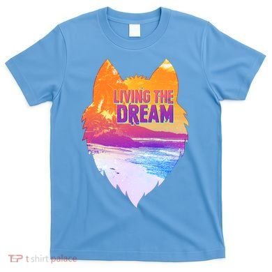 Living The Dream Californian Beach Wolf Head T-Shirt