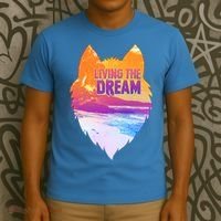 Living The Dream Californian Beach Wolf Head T-Shirt thumb 3