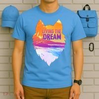 Living The Dream Californian Beach Wolf Head T-Shirt thumb 5