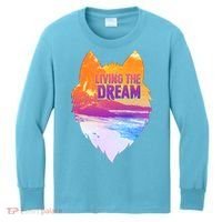 Living The Dream Californian Beach Wolf Head Kids Long Sleeve Shirt thumb 0