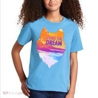 Living The Dream Californian Beach Wolf Head Kids T-Shirt thumb 2