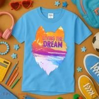 Living The Dream Californian Beach Wolf Head Kids T-Shirt thumb 3