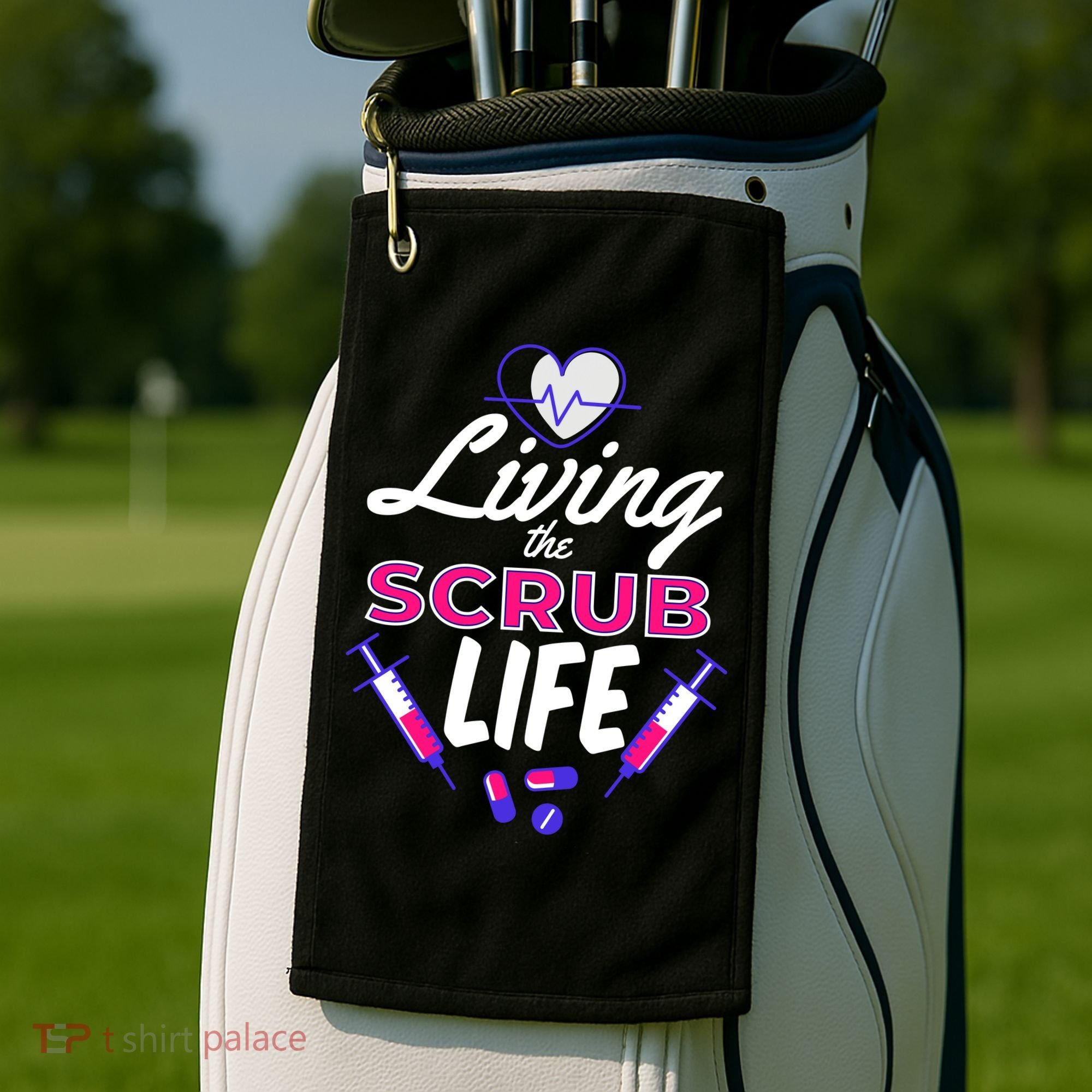 Living The Scrub Life Nurse Golf Towel