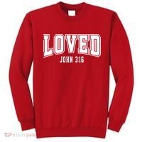 Loved John 3:16 Bible Verse Christian Sweatshirt thumb 0