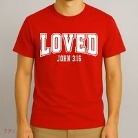 Loved John 3:16 Bible Verse Christian T-Shirt thumb 3
