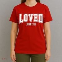 Loved John 3:16 Bible Verse Christian T-Shirt thumb 4