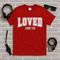 Loved John 3:16 Bible Verse Christian T-Shirt thumb 5
