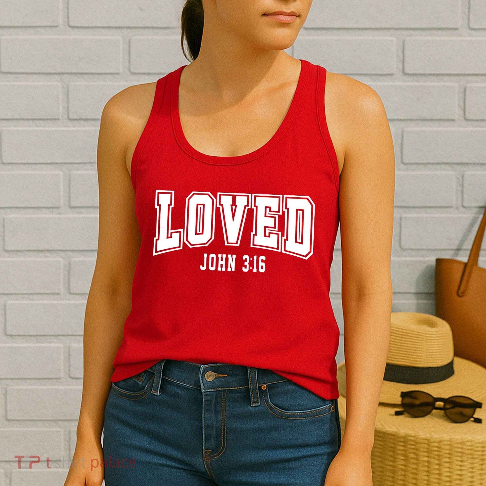 Loved John 3:16 Bible Verse Christian Women's Tank Top
