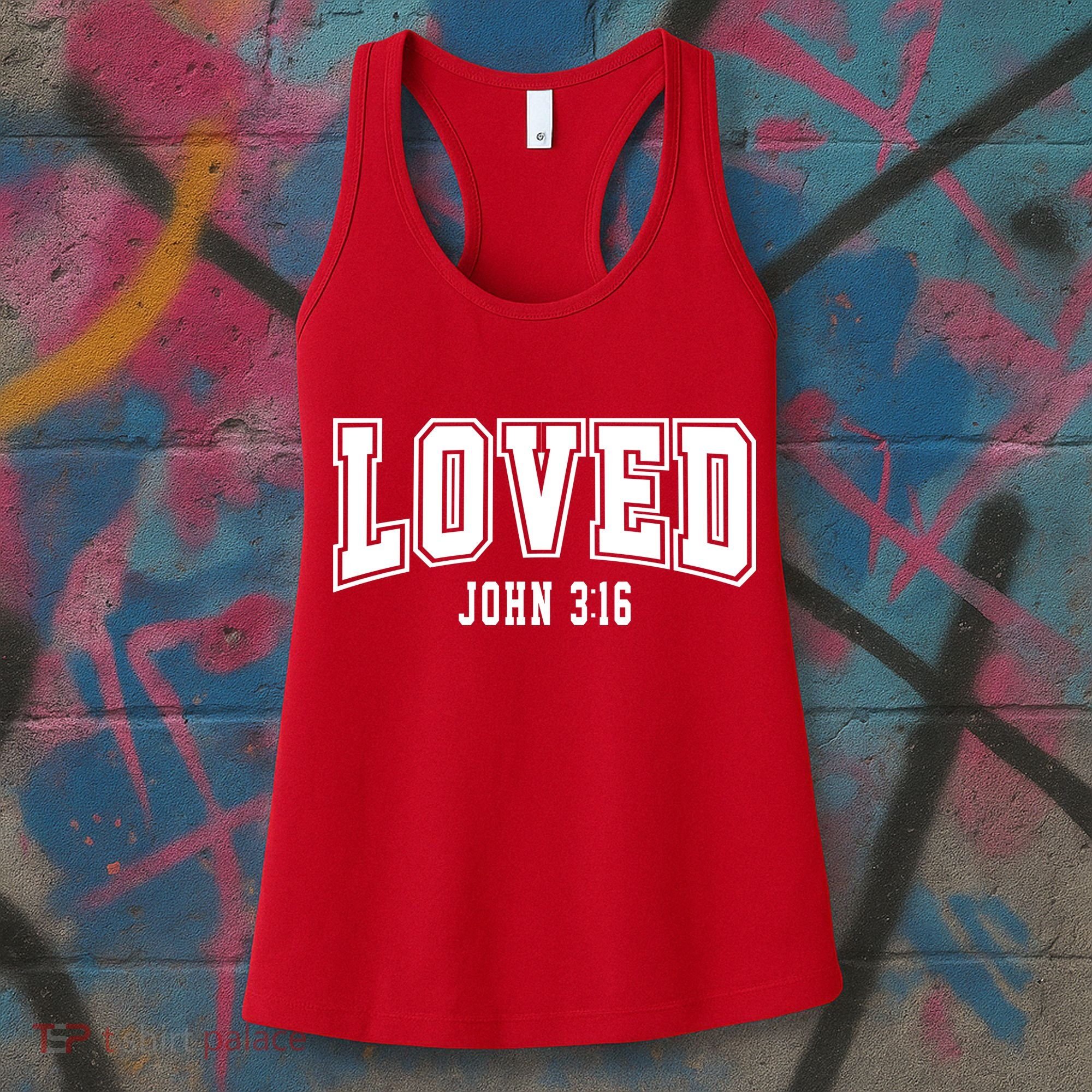 Loved John 3:16 Bible Verse Christian Women's Tank Top