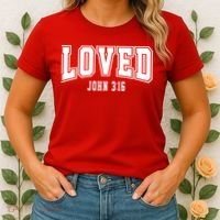 Loved John 3:16 Bible Verse Christian Women's T-Shirt thumb 2
