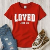 Loved John 3:16 Bible Verse Christian Women's T-Shirt thumb 3