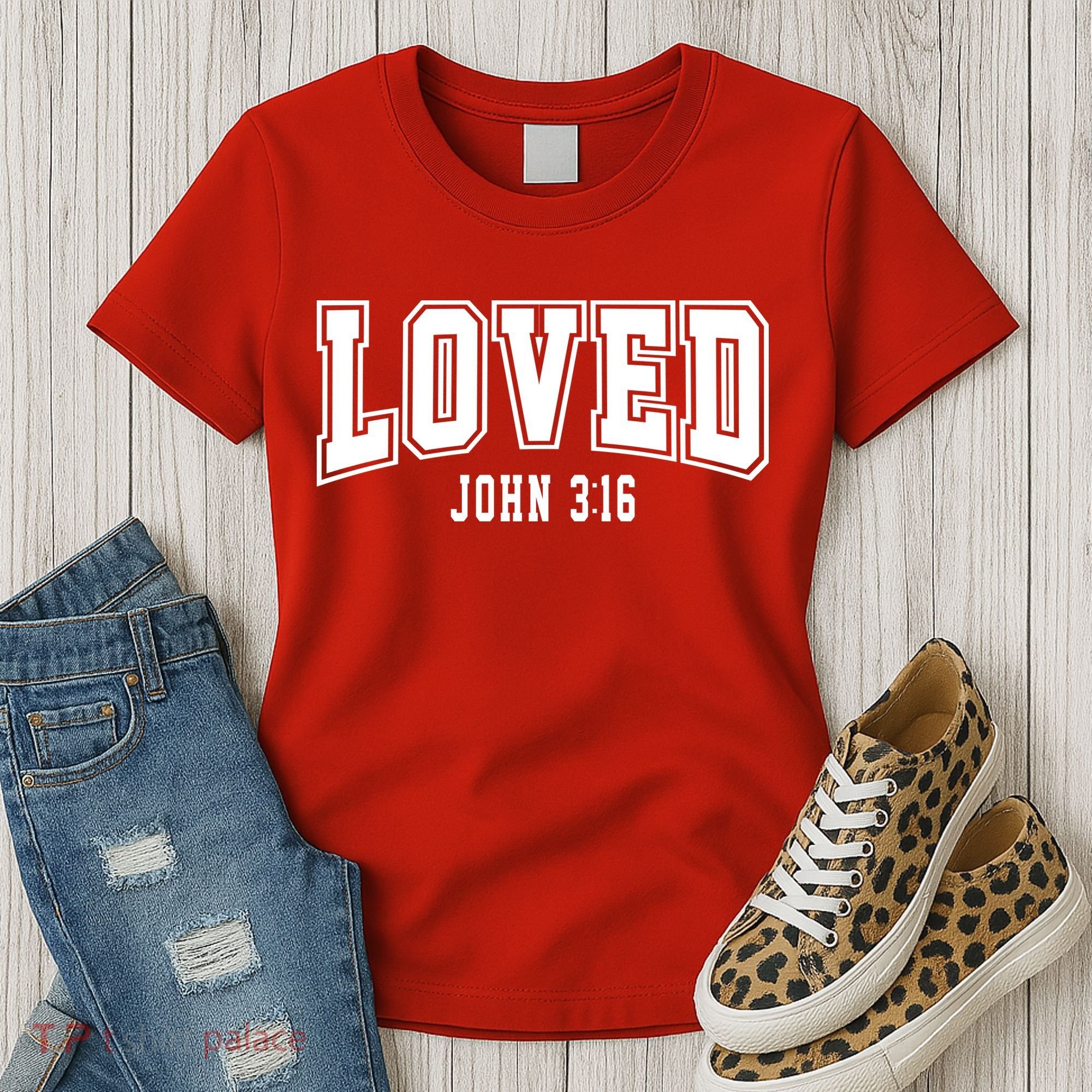 Loved John 3:16 Bible Verse Christian Women's T-Shirt