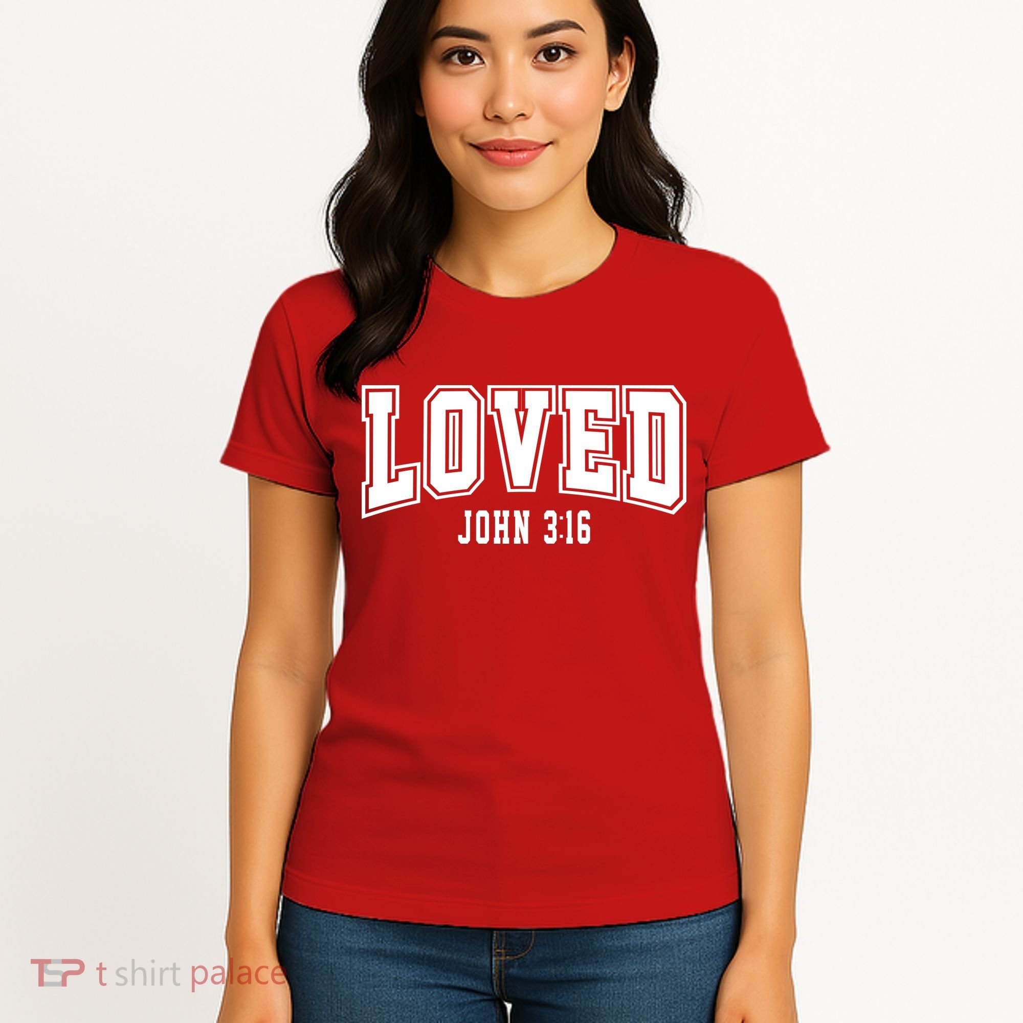 Loved John 3:16 Bible Verse Christian Women's T-Shirt