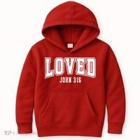 Loved John 3:16 Bible Verse Christian Kids Hoodie thumb 0