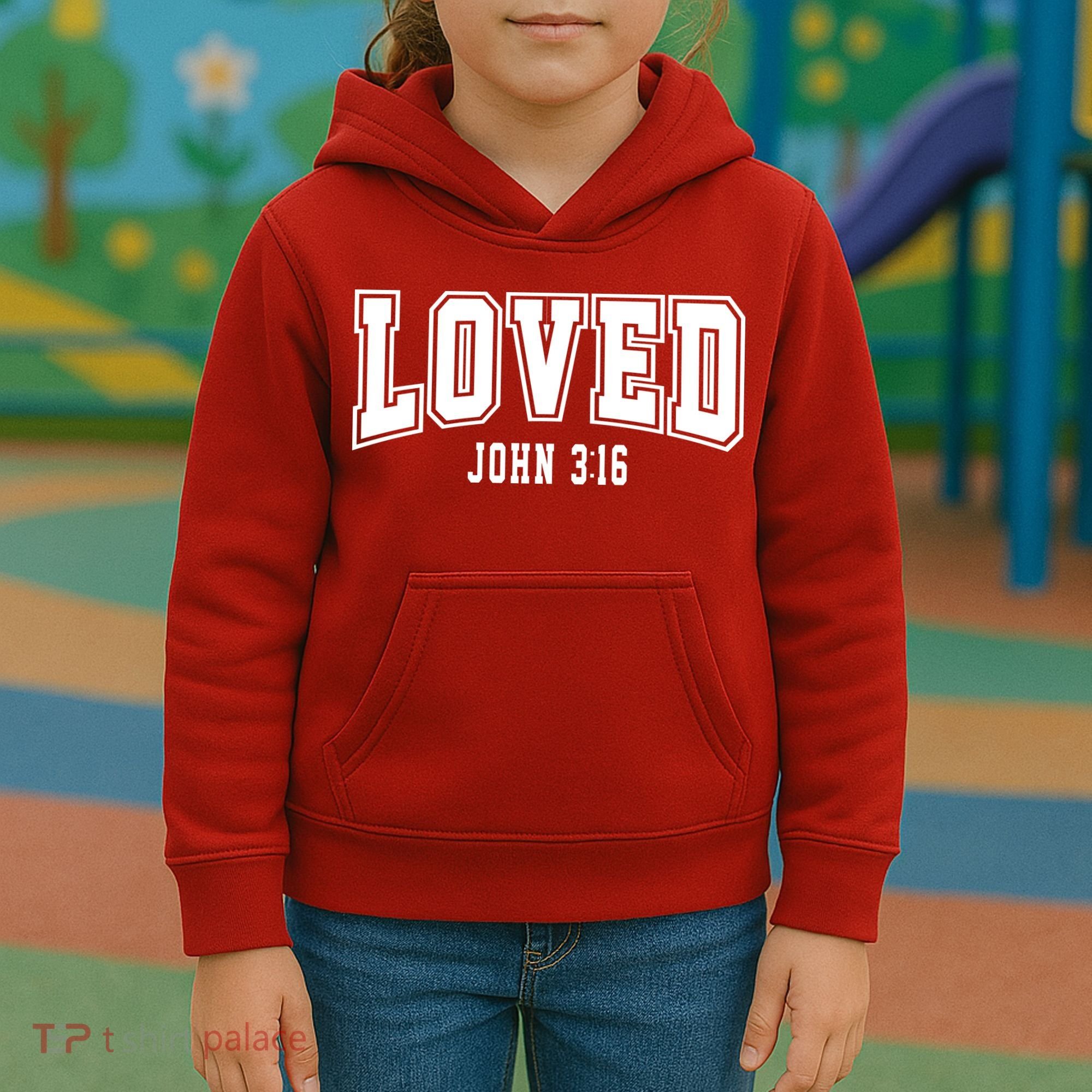 Loved John 3:16 Bible Verse Christian Kids Hoodie
