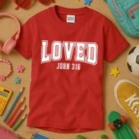 Loved John 3:16 Bible Verse Christian Kids T-Shirt thumb 3