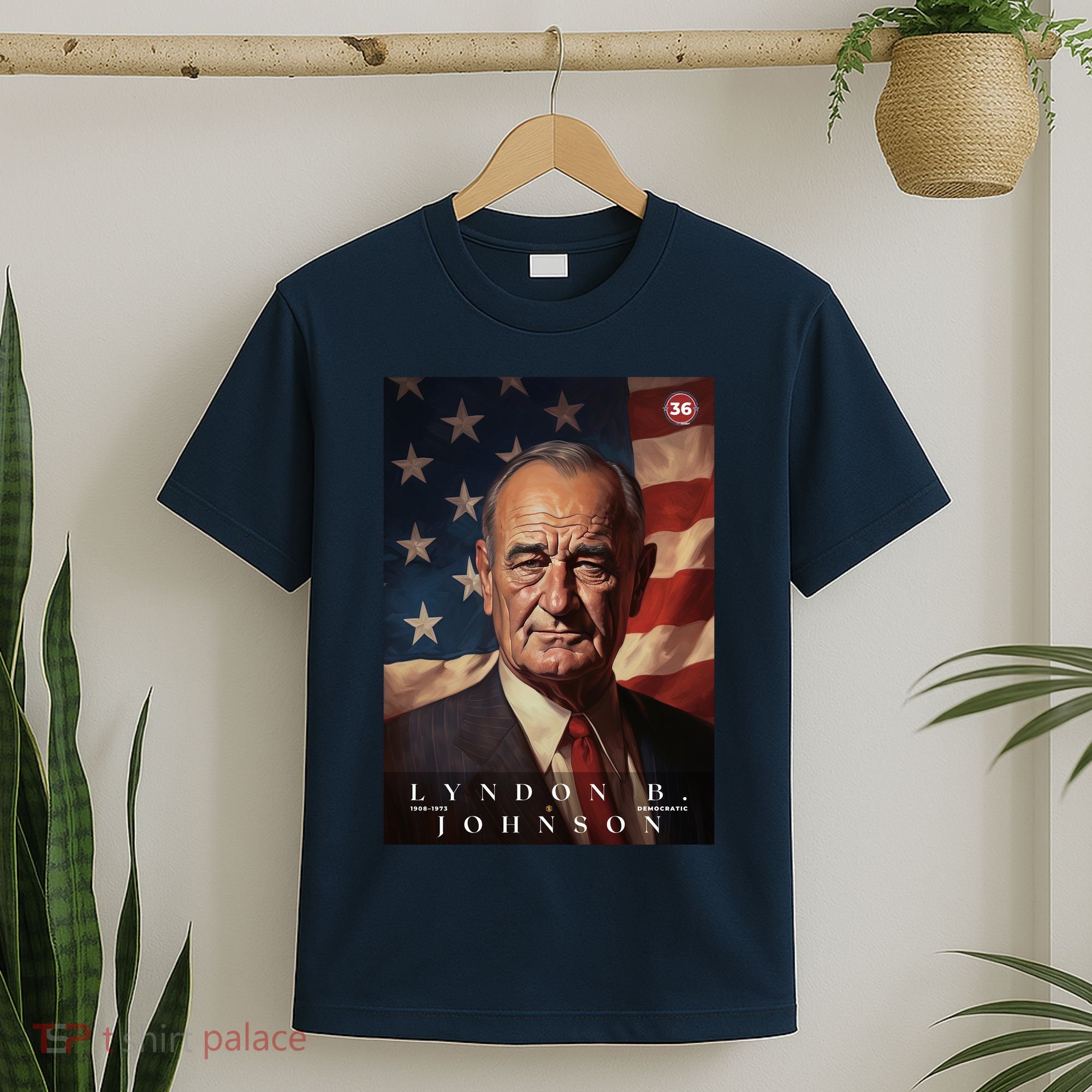 Lyndon Johnson 36th President Of The United States Portrait T-Shirt