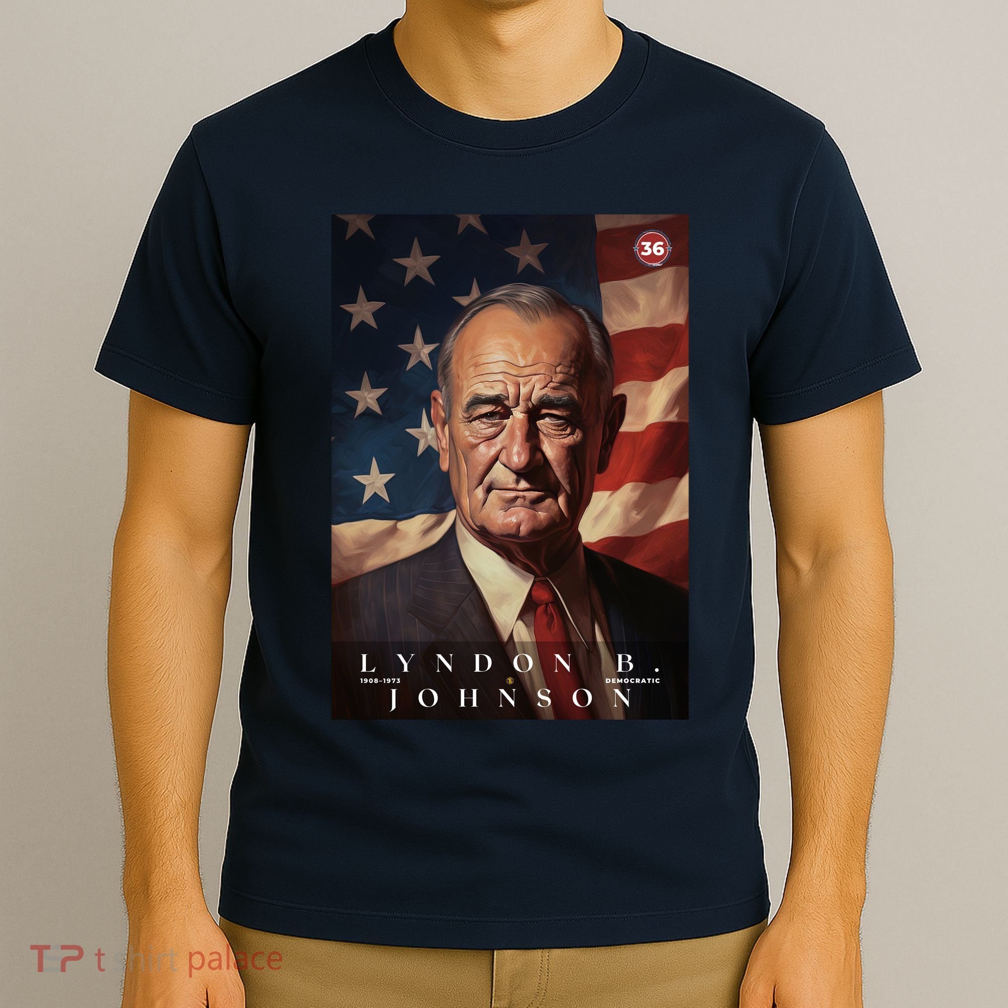 Lyndon Johnson 36th President Of The United States Portrait T-Shirt