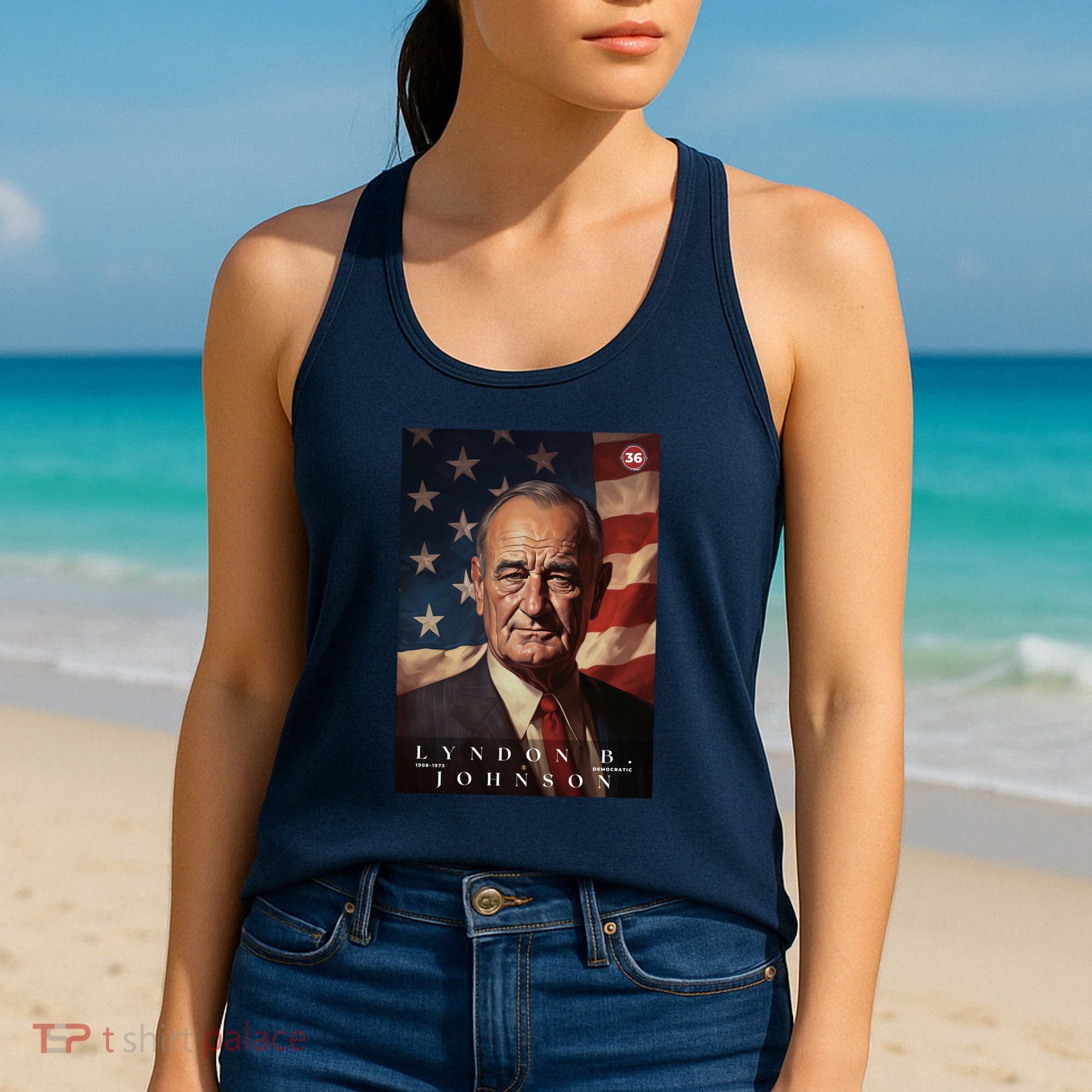 Lyndon Johnson 36th President Of The United States Portrait Women's Tank Top