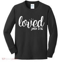 Loved John 3:16 Quote Kids Long Sleeve Shirt thumb 0