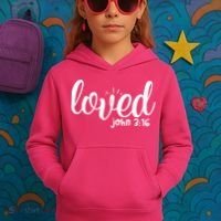 Loved John 3:16 Quote Kids Hoodie thumb 3