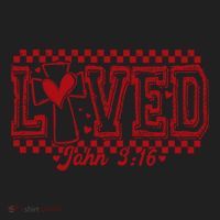 Loved John 3:16 Checkered Christian Loves ValentineS Day Gift Women's Sweatshirt thumb 2