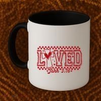 Loved John 3:16 Checkered Christian Loves ValentineS Day Gift Coffee Mug thumb 2