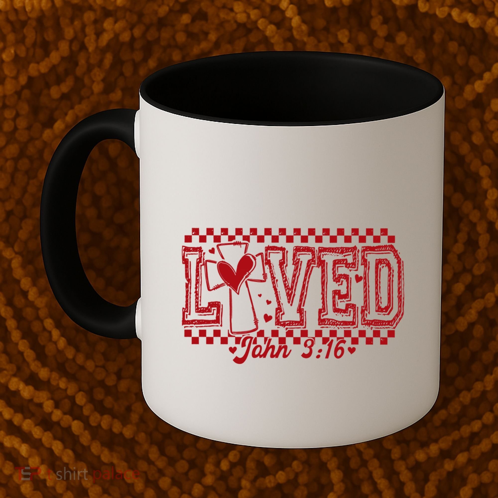 Loved John 3:16 Checkered Christian Loves ValentineS Day Gift Coffee Mug