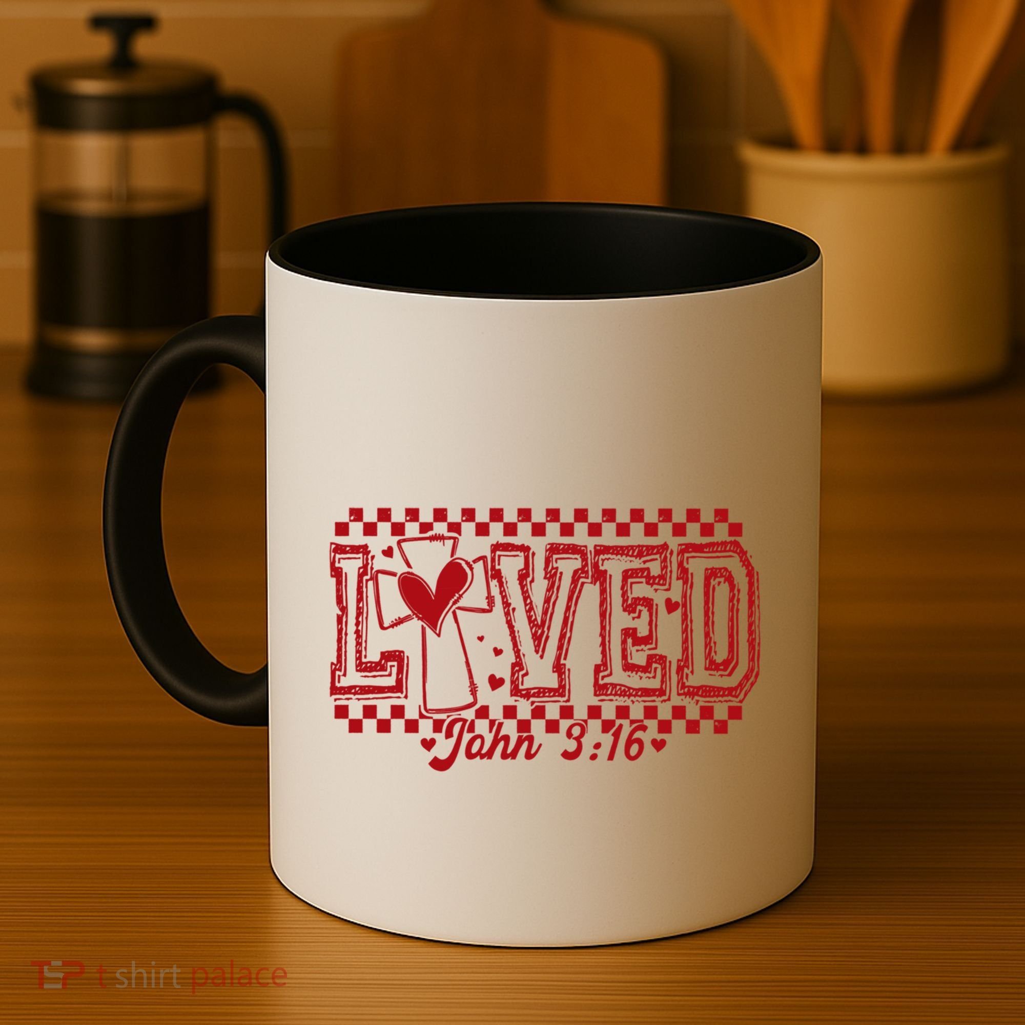 Loved John 3:16 Checkered Christian Loves ValentineS Day Gift Coffee Mug