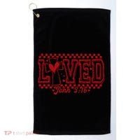 Loved John 3:16 Checkered Christian Loves ValentineS Day Gift Golf Towel thumb 0