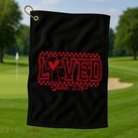 Loved John 3:16 Checkered Christian Loves ValentineS Day Gift Golf Towel thumb 1
