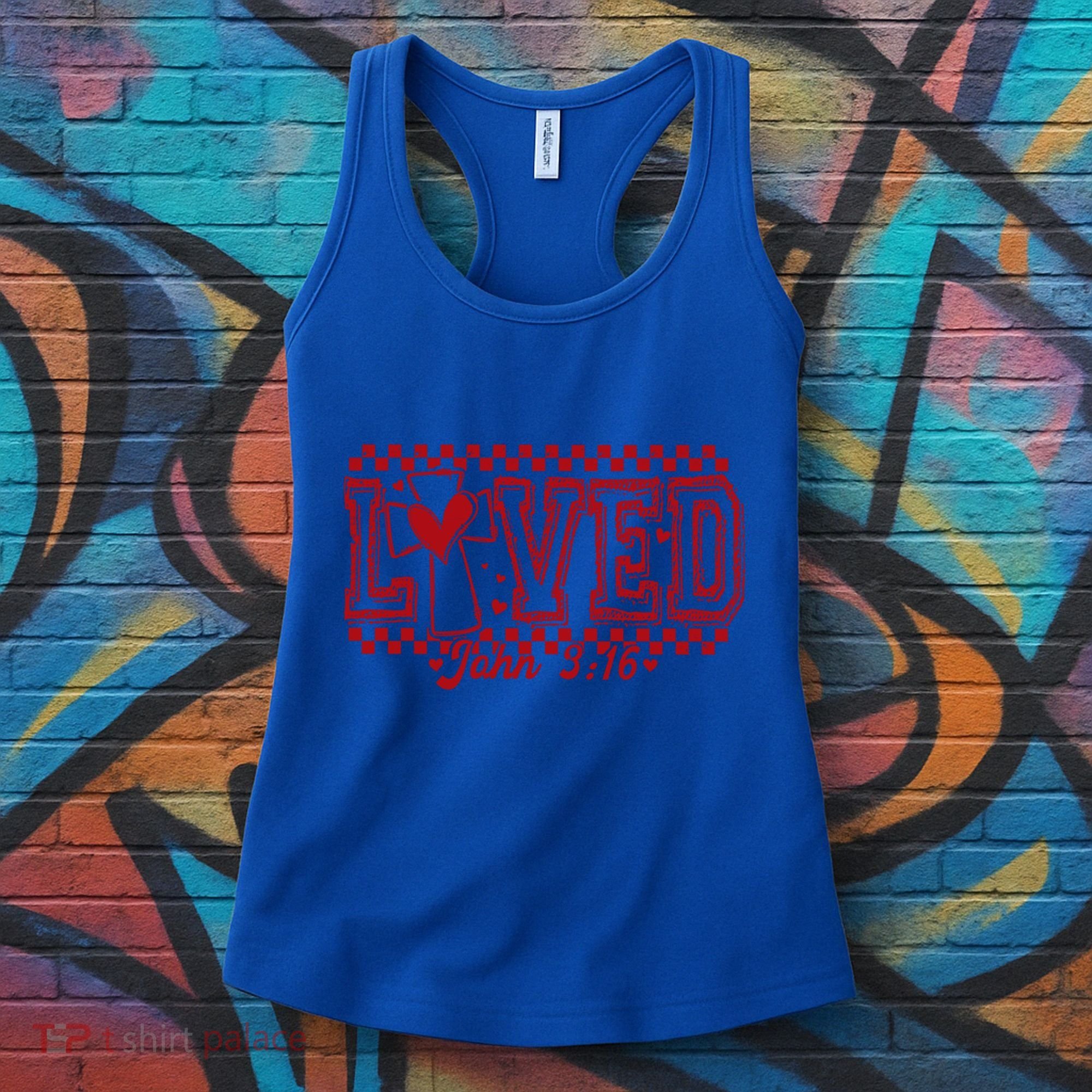 Loved John 3:16 Checkered Christian Loves ValentineS Day Gift Women's Tank Top