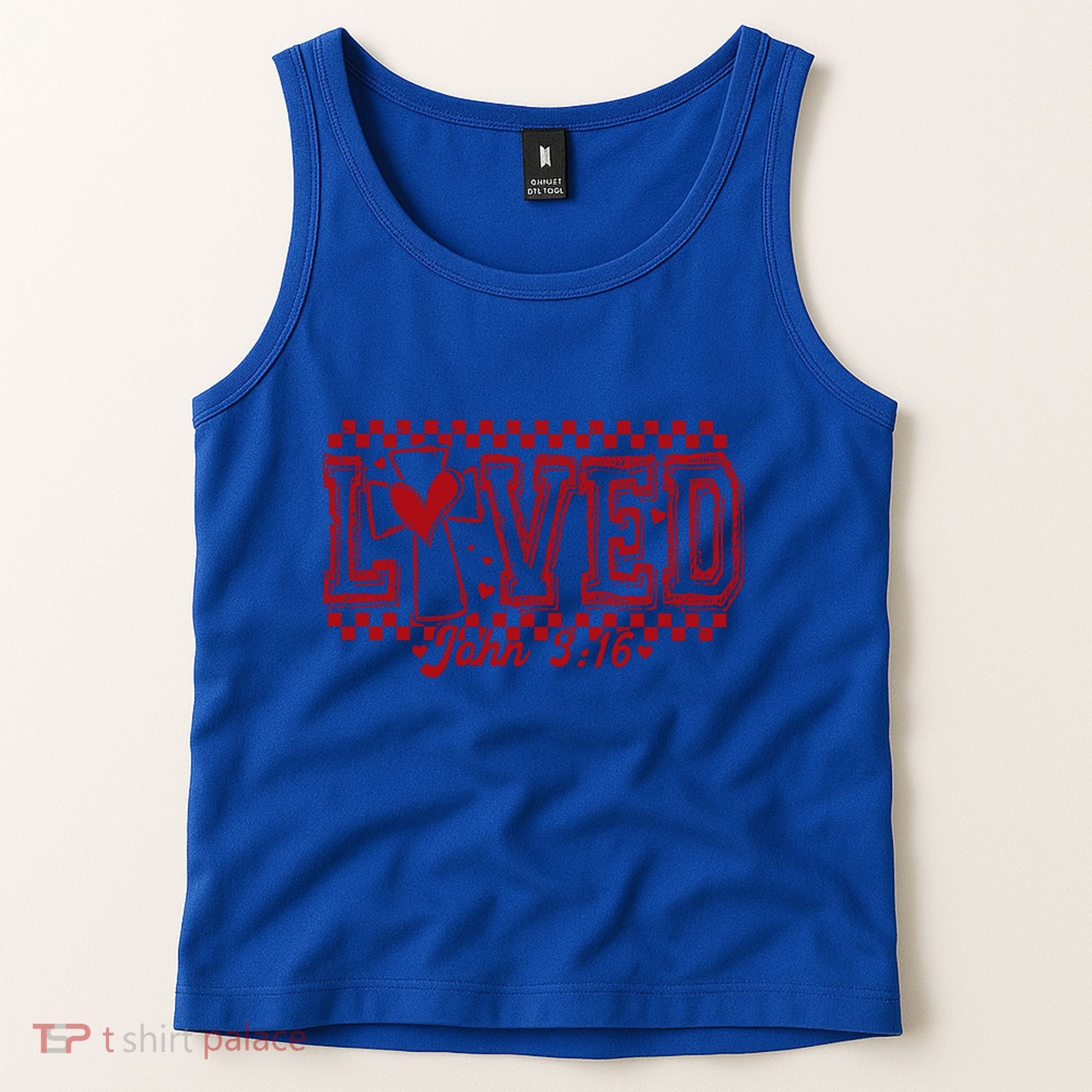 Loved John 3:16 Checkered Christian Loves ValentineS Day Gift Tank Top