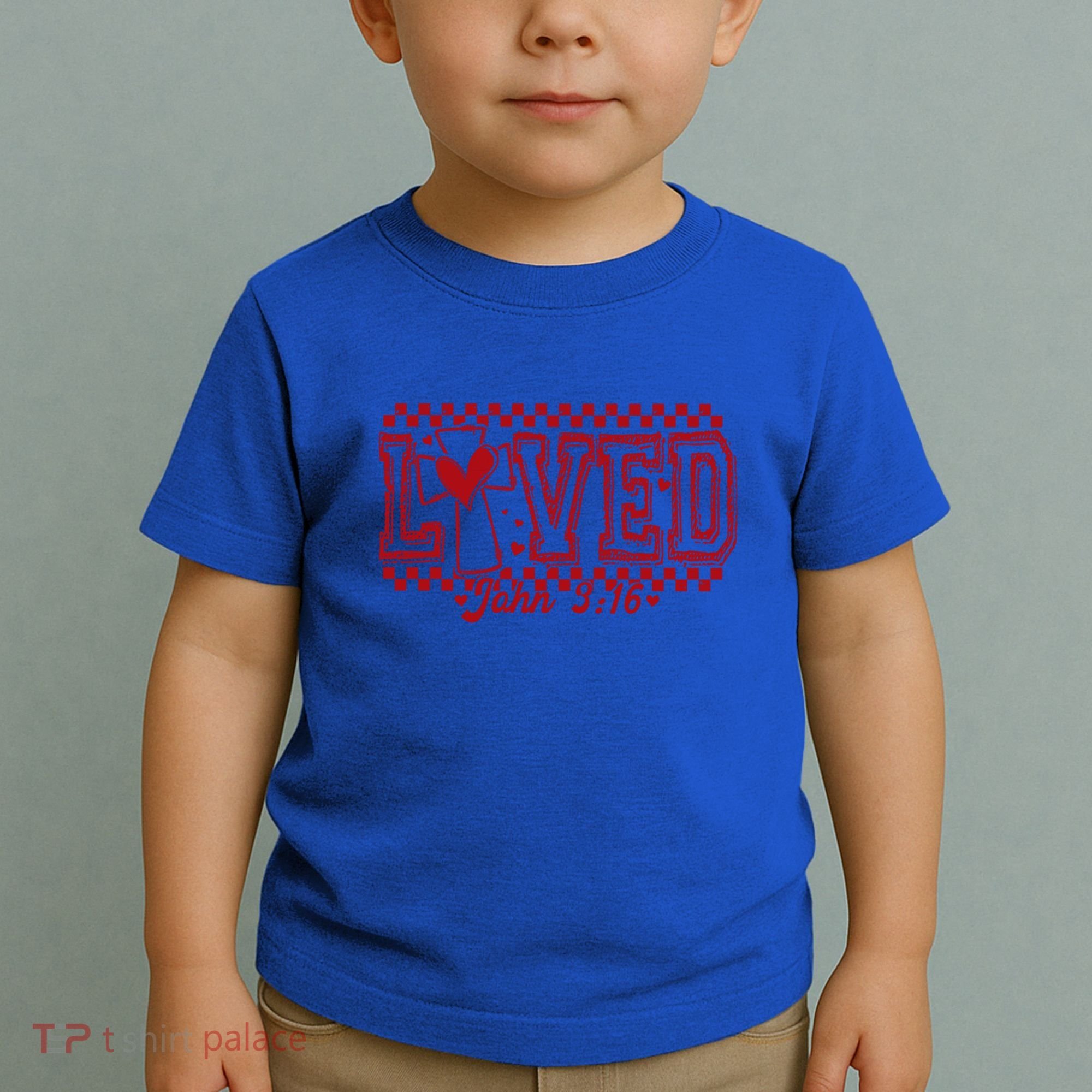 Loved John 3:16 Checkered Christian Loves ValentineS Day Gift Toddler T-Shirt