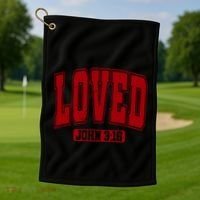 Loved John 3:16 Christian Valentines Bible Verse Valentine Gift Golf Towel thumb 1